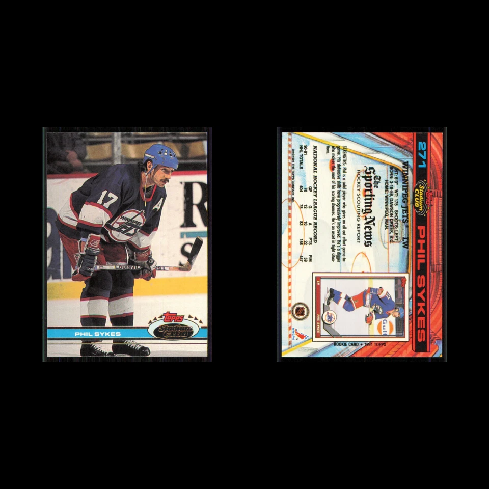Phil Sykes #271 1991 Topps Stadium Club Winnipeg Jets Hockey Card NHL NM - Image 3 of 3