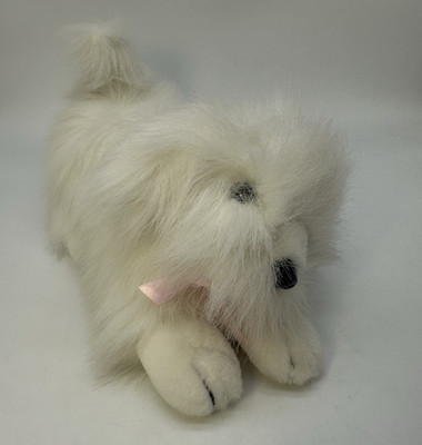 White Puppy Dog Barks and Moves Head Polyfect Toys Works Video Vintage