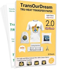 TransOurDream Transfer Paper T-Shirt Print A4 Inkjet Heat Transfer 20 Sheet 2.0