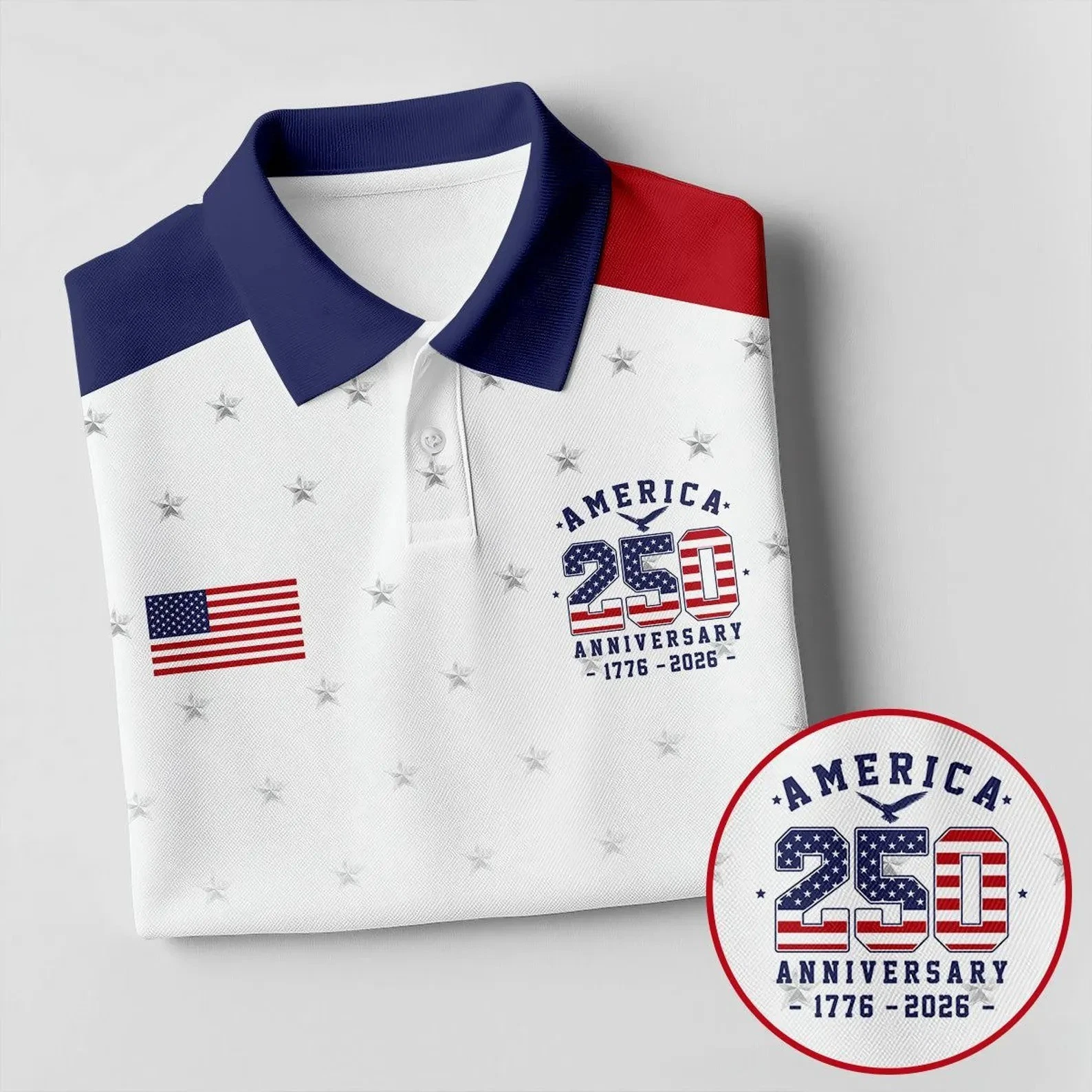 America 250th Anniversary Golf Polo Shirt, Patriotic USA Flag Golf Shirt
Opens in a new window or ta