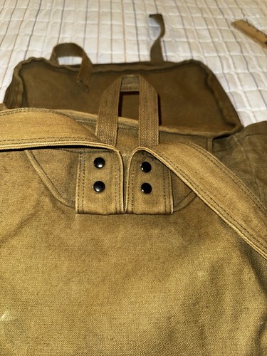 Cotton Canvas Rucksack Heavy Duty Pocket Lid Top Loading Hiking Backpack Hunting - Picture 10 of 15