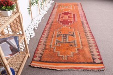 Turkish Rug, 3,3x10,8 ft Runner Rug, Orange S...
