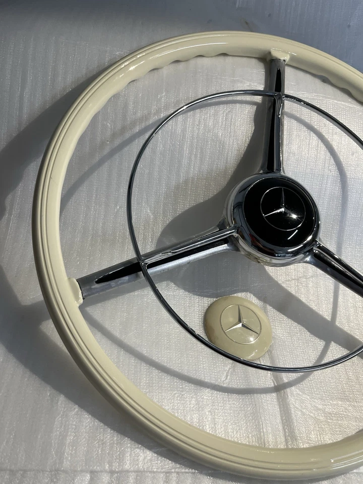 Raro volante Mercedes Benz W 187, 220 a con anillo de bocina NUEVO, botón de bocina Foto 3 de 4