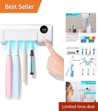 UV Toothbrush Cleaner, Timer Function, Rechargeable Tooth Brush Holder Wall-M...