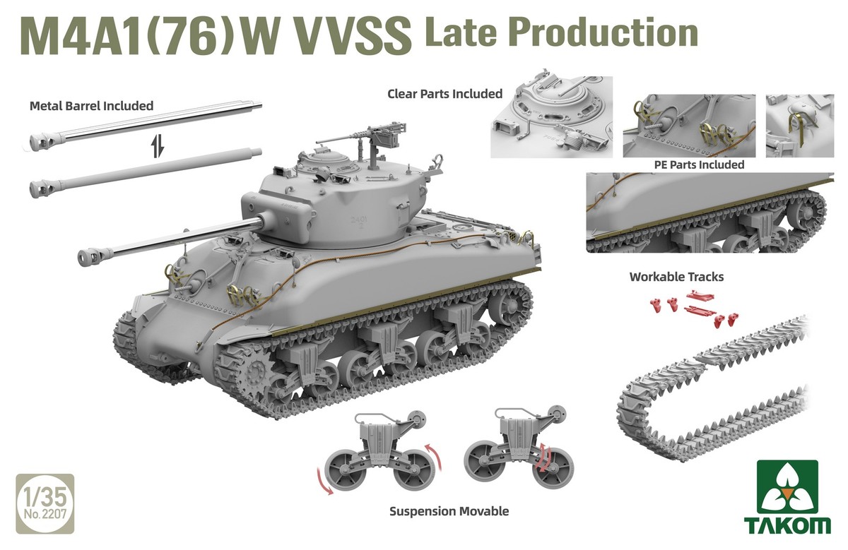 再々値下げ【新品・未使用】WE’RTHY 2nd SKIN TANK sizeM TAKOM 2207 1/35 M4A1 76(W) VVSS Late Production Tank Military