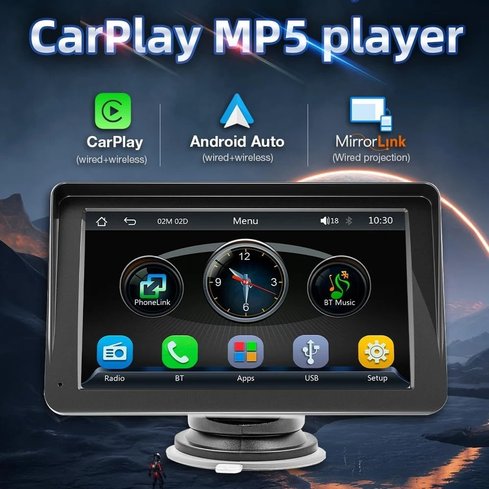7 inch Car MP5 Player Bluetooth Touch Screen Stereo Radio With Rear Camera - Image 3 of 4