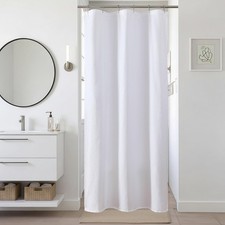 White Stall Shower Curtain Waffle Fabric Bath Water Resistant 36x72 Inch