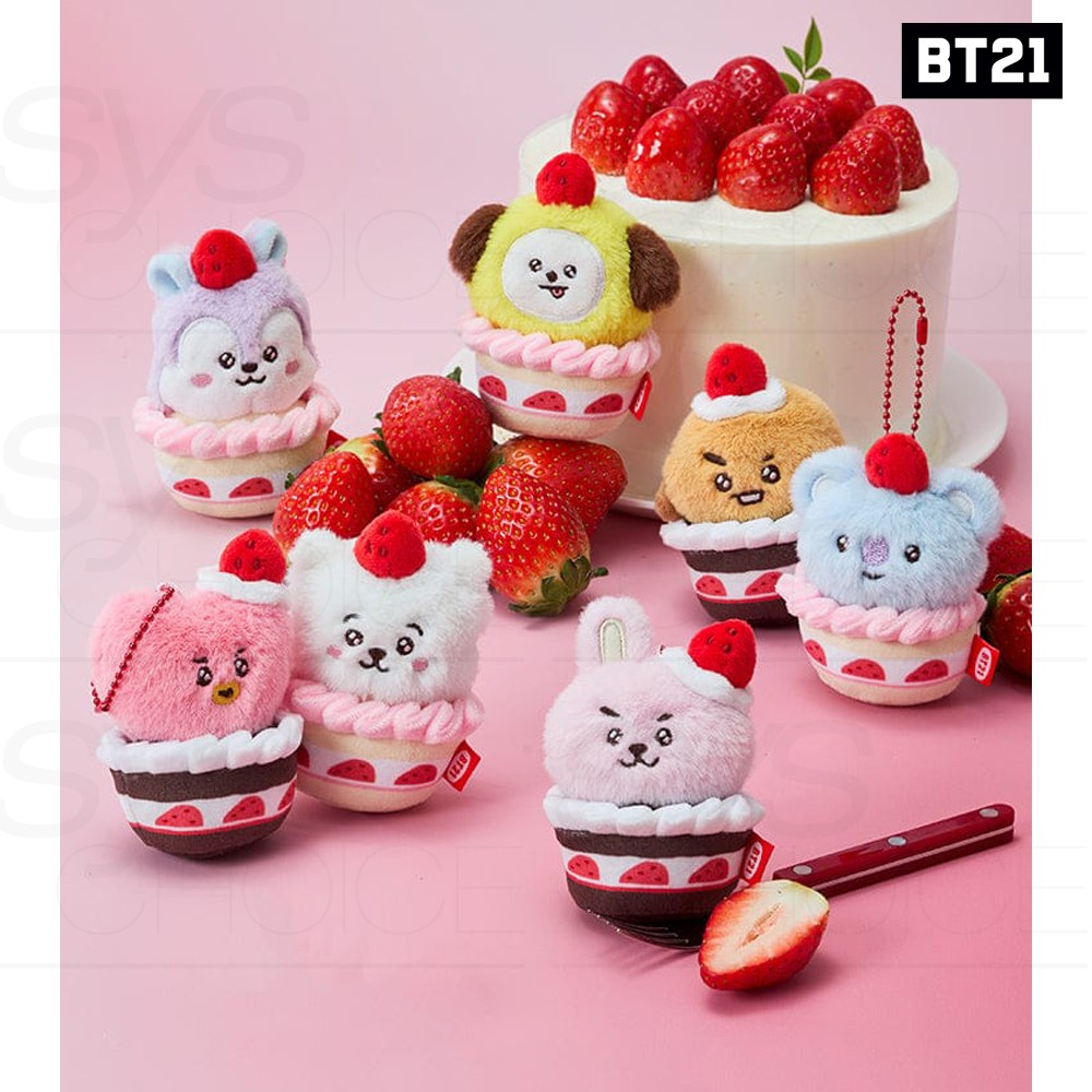 BTS BT21 Official Goods STRAWBERRY TART PLUSH KEYRING STRAWBERRY
