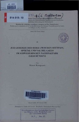 Zur Geologie der Berge Zwischen Ofenpass, Spöltal und Val del Gallo im Schweizer