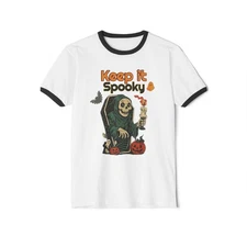 Cotton Ringer T-Shirt Keep It Spooky Unisex Halloween T-Shirt 