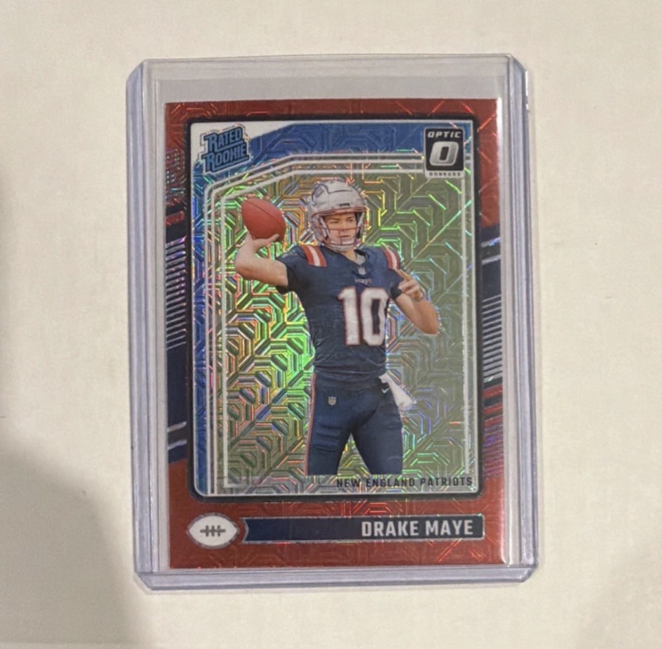 2024 Panini Donruss Optic Drake Maye Rated Rookie Red Mojo Prizm Patriots #229