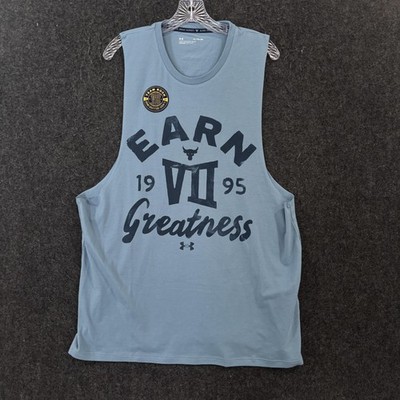 Under Armour Project Rock Tank Top Men's XL Blue Graphic Earn Greatness VII