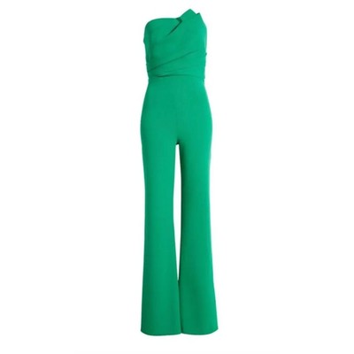 Tadashi Shoji Allen Strapless Jumpsuit Romper Draped Pine Green XL