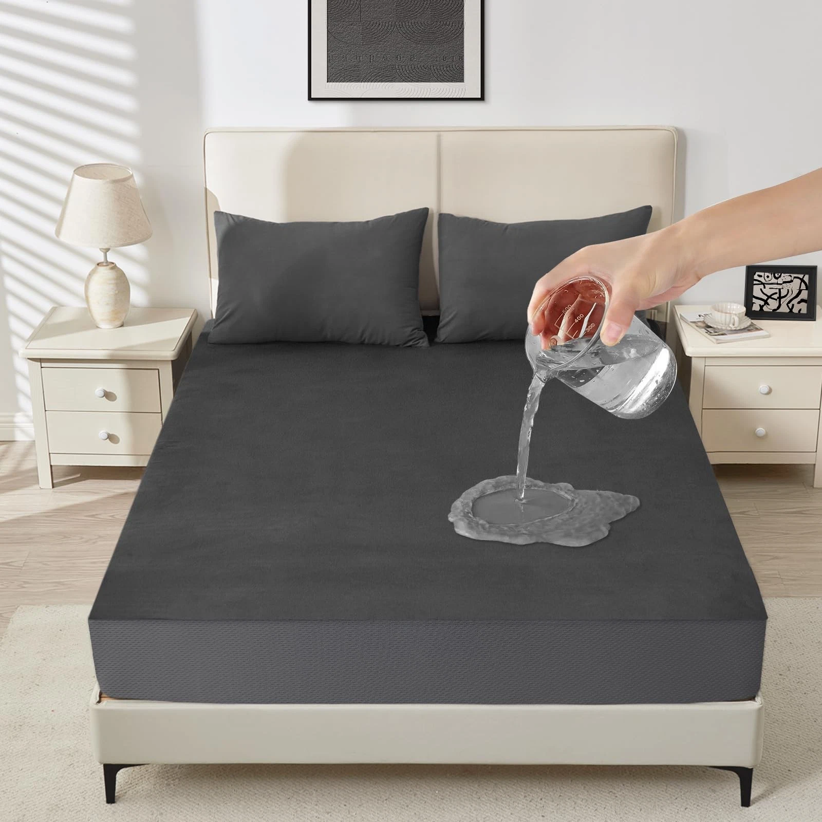 Waterproof Mattress Protector Queen Size, Noiseless Mattress Cover with 18" D...