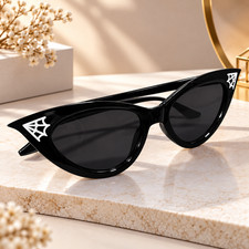 Women's Gothic Spiderweb Cat Eye Sunglasses Halloween Party Costume Accessory