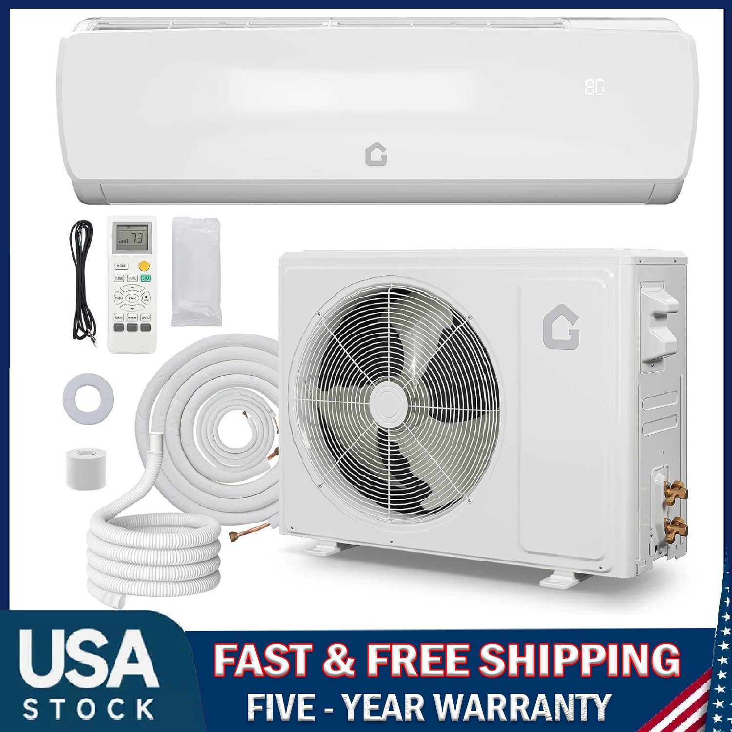 12000 BTU Ductless Mini Split Air Conditioner & Heat Pump System AC 115V ,w/Kit
