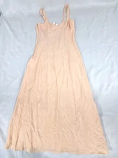 Vtg Newfield Peach Crepe Maxi Shift Dress Size 4 Straps Side Zip Fairycore