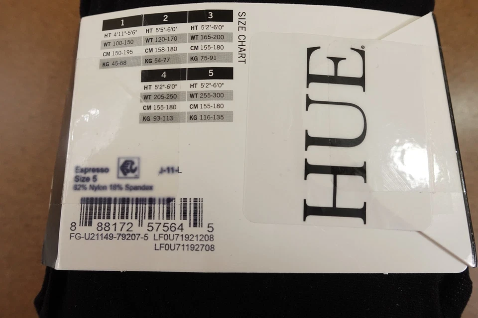 Medias superiores HUE para mujer talla 5 (255-300 lb) espresso opaco control 2 pares nuevas con etiquetas Foto 2 de 4