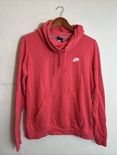 NIKE Funnel Neck Hoodie Pullover Orange/Coral Women s Size Large 803636-850