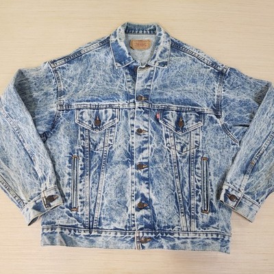 Vintage Levis 70507 0219 Acid Wash Denim Trucker Jacket 90s Grunge Mens Large