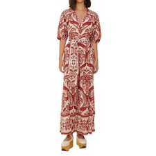 NWT Farm Rio Tropical Cameo Printed Maxi Dress Red & White Small MSRP $280