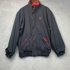 Vintage Pioneer Seed Corn Jacket Mens LT Black Red Lined Windbreaker USA