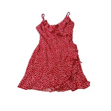 H&M Size Medium Red White Floral Wrap Mini Dress Lightweight Adjustable Spring