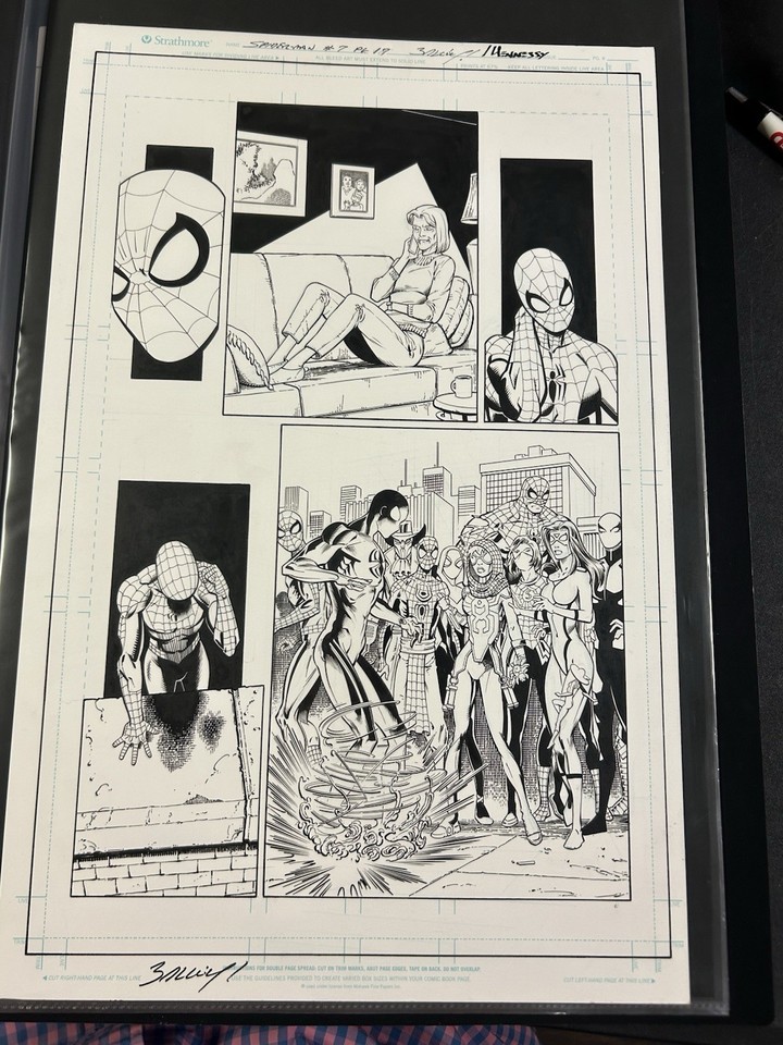 Mark Bagley Signed Spider-Man Issue 7 Page 17 Original Art 1st Spider-Boy Issue Comic Art