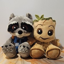 Marvel Guardians of the Galaxy Groot Rocket Raccoon Big Feet Plush Lot of 2