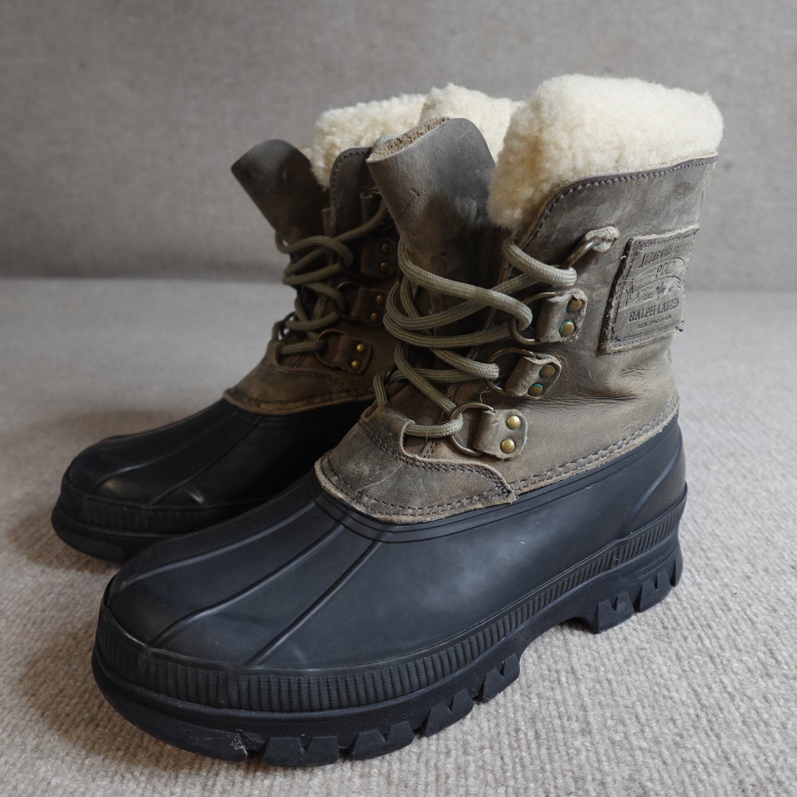 Polo Ralph Lauren Boots Mens Boots 9 Green Landen Shearling Trim Snow Winter
