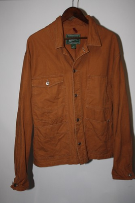 #ad Mens Woolrich Canvas Barn Coat Chore Jacket 100% Cotton Size XL Brown Button Up $45.00