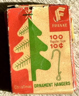 Vintage Franke Christmas Tree Ornament Hangers 3.25  Box With Hangers Hooks