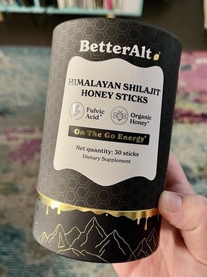 BetterAlt Himalayan Shilajit Honey Sticks Fulvic Acid Saffron Gluten-Free 30 ct