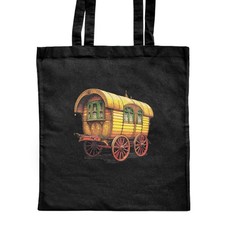 'Vintage Romany Caravan' Classic Black Tote Shopper Bag (ZB00024030)