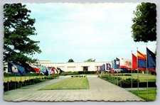Postcard Harry S Truman Library & Museum Independence MO State Flags Walkway