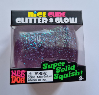 Original UK NeeDoh - Nice Cube Glitter & Glow - Purple - Brandneu & Versiegelt