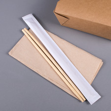  1,000 Pairs 9" Individually Wrapped Bamboo Chopsticks, White