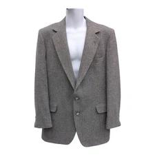 American Craftsman USA Gray Pinstripe Wool Blazer Sport Coat Suit Jacket 42L VTG