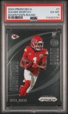 2024 PANINI PRIZM DECA #7 XAVIER WORTHY DOWNTOWN BOUND PSA EX-MT 6