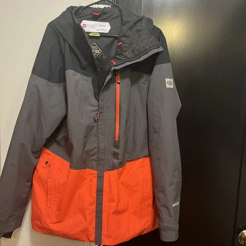 686 Jacket Men's Large Ski Snowboard GLCR GoreTex Gore-Tex GT Orange Gray W3933