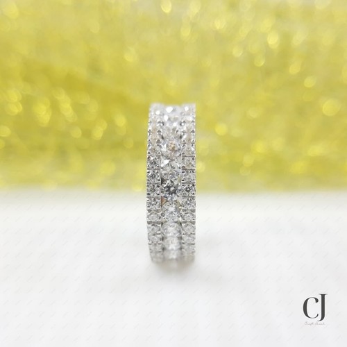 2.00 Carat Moissanite Round Cut Full Eternity Wedding Band Solid 14k White Gold - Picture 6 of 9