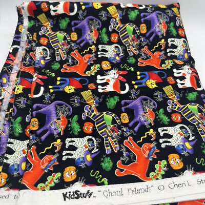 Kid Stuff Ghoul Friends Halloween Panel by Cheri L Strole 2 Yds x42  Fabric