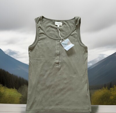 Thread & Supply Women's Button Neck Sleeveless Tank Top Sage Green Small NWT