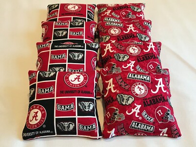 8 CORNHOLE BEAN BAGS ALABAMA CRIMSON TIDE BAMA ALL WEATHER WATERPROOF WASHABLE