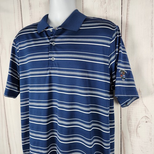 Polo de golf Adidas Wannamoisett grande manga corta ajuste a rayas azules - Imagen 2 de 7