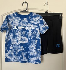 Champion Boys , 2 Piece Tye Dye Cloud Print T-Shirt and Shorts Set SZ 6