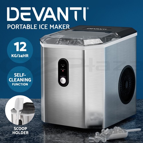Devanti Portable Ice Maker Machine Ice Cube 12kg Bar Countertop Stainless Steel 9355720009279 eBay