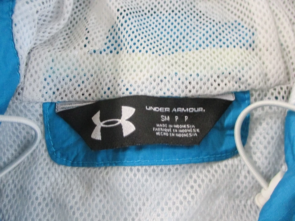 Chaqueta Under Armour Para Mujer Pequeña Azul Nylon Cremallera Completa Malla Forrada Con Capucha* Foto 4 de 4
