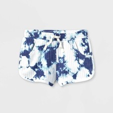 Girls' Tie-Dye Rib Pull-On Shorts - Cat  Jack Blue Size L - 10/12 