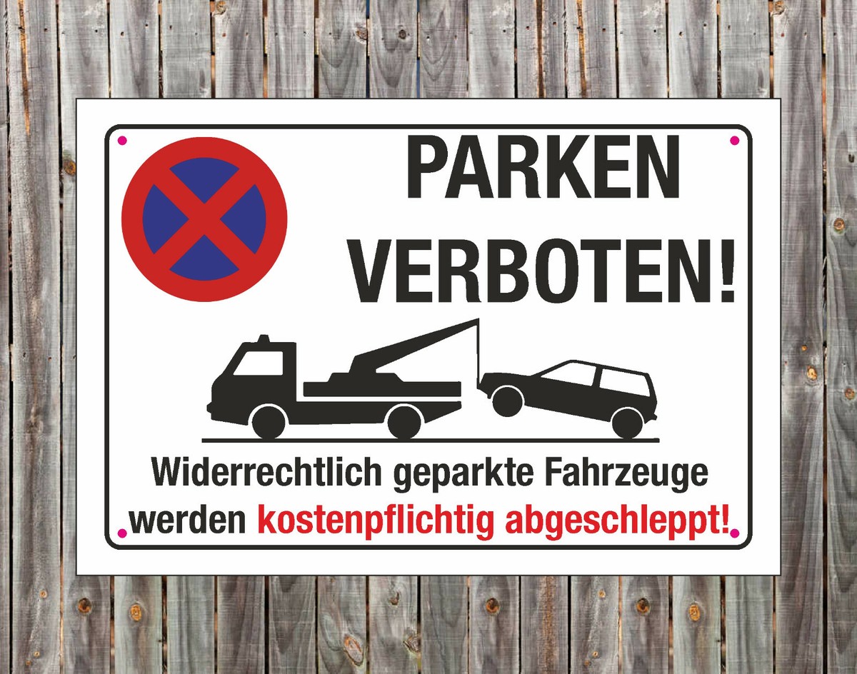 Parkverbot Schild Alu-Verbund – 29x21 Cm, Mit Klebestreifen, Für Innen/Außen, Verschiedene Größen Wählbar
